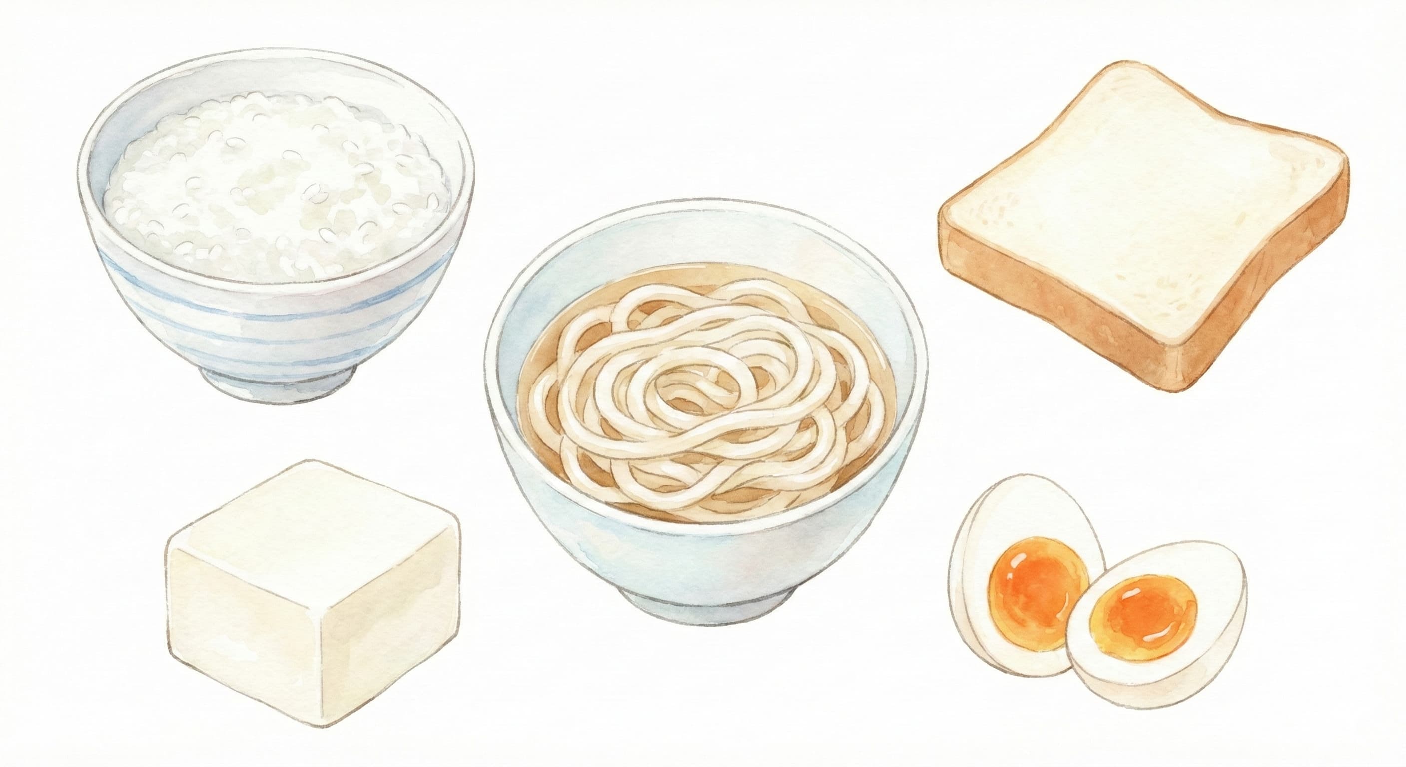 横須賀の石橋クリニックにおける大腸カメラ検査で食べていいもののイラスト